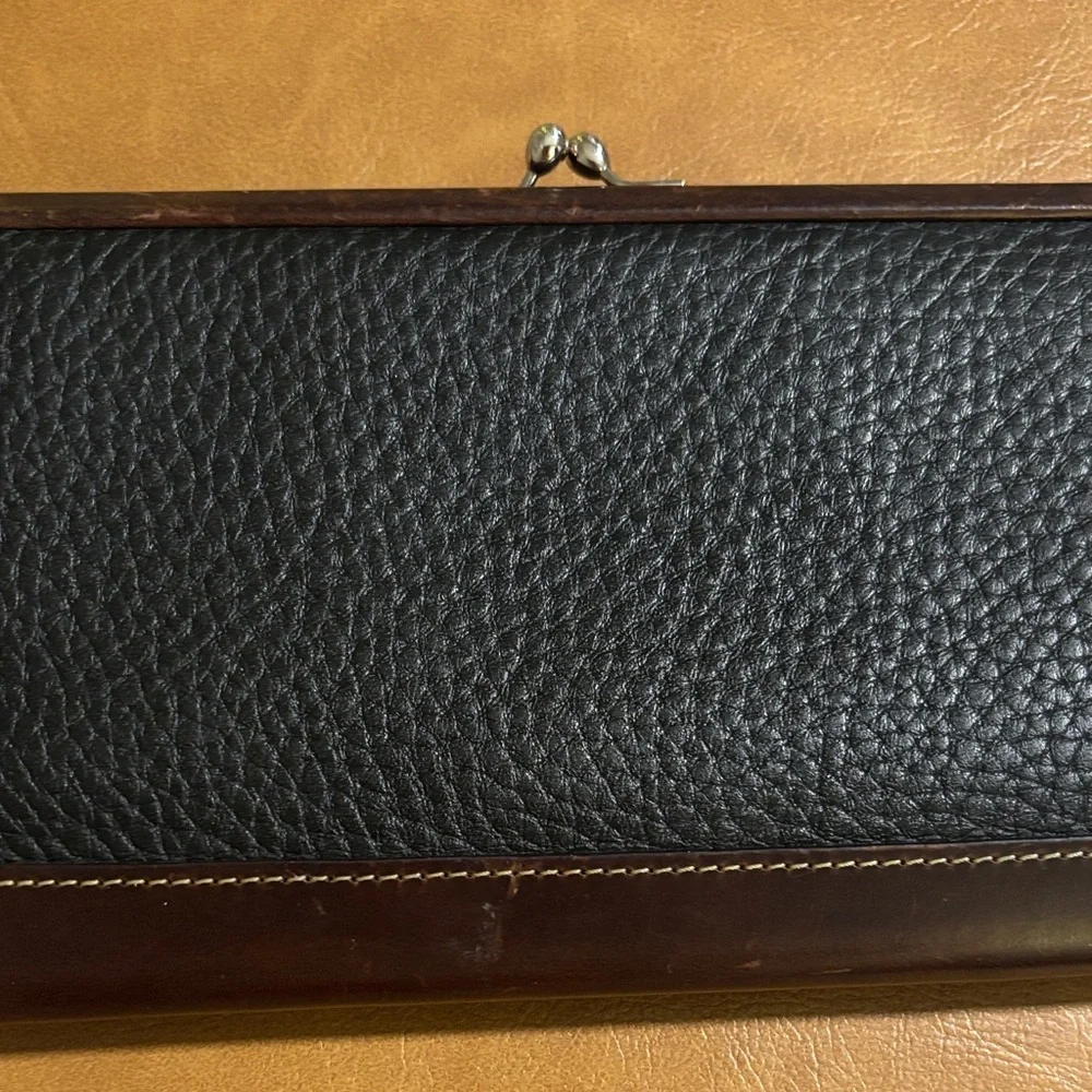 Dooney & Bourke Black Leather Wallet with Gold Accent